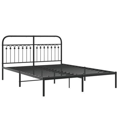 Metal Bed Frame with Headboard Black 150x200 cm King Size