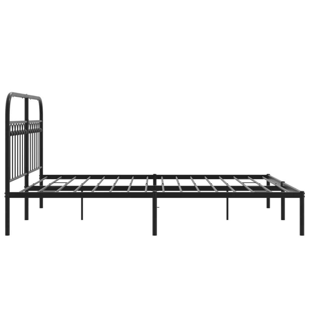 Metal Bed Frame with Headboard Black 150x200 cm King Size