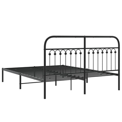 Metal Bed Frame with Headboard Black 150x200 cm King Size