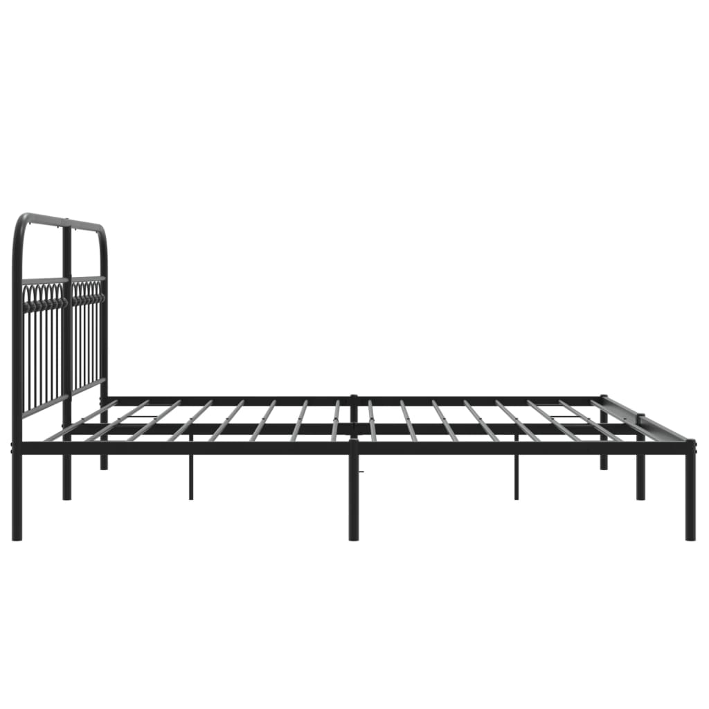 Metal Bed Frame with Headboard Black 183x203 cm