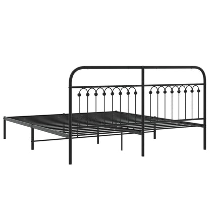 Metal Bed Frame with Headboard Black 183x213 cm