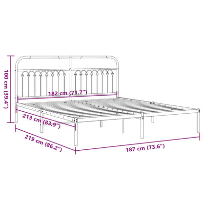 Metal Bed Frame with Headboard Black 183x213 cm