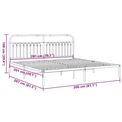 Metal Bed Frame with Headboard Black 200x200 cm