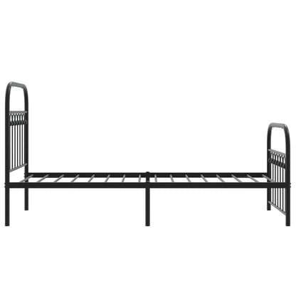 Metal Bed Frame with Headboard and Footboard Black 75x190 cm Small Single