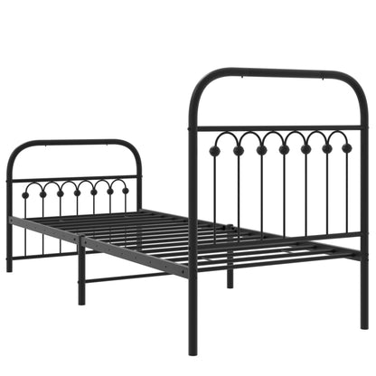 Metal Bed Frame without Mattress with Footboard Black 80x200 cm