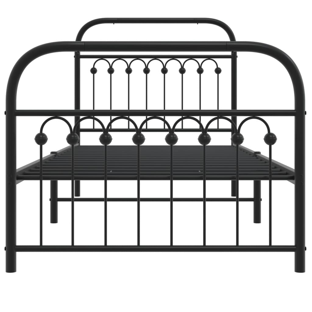 Metal Bed Frame with Headboard and Footboard Black 90x190 cm Single