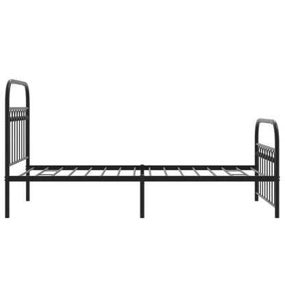 Metal Bed Frame with Headboard and Footboard Black 90x190 cm Single