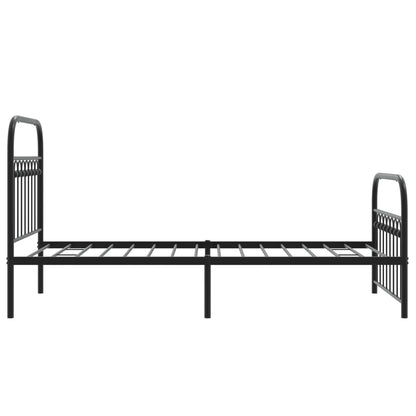 Metal Bed Frame with Headboard and Footboard Black 90x200 cm