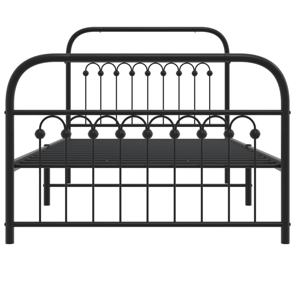 Metal Bed Frame with Headboard and Footboard Black 100x200 cm