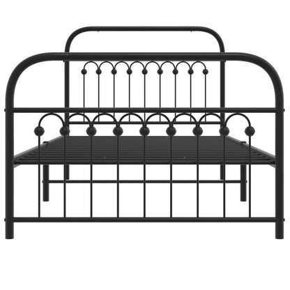 Metal Bed Frame with Headboard and Footboard Black 100x200 cm