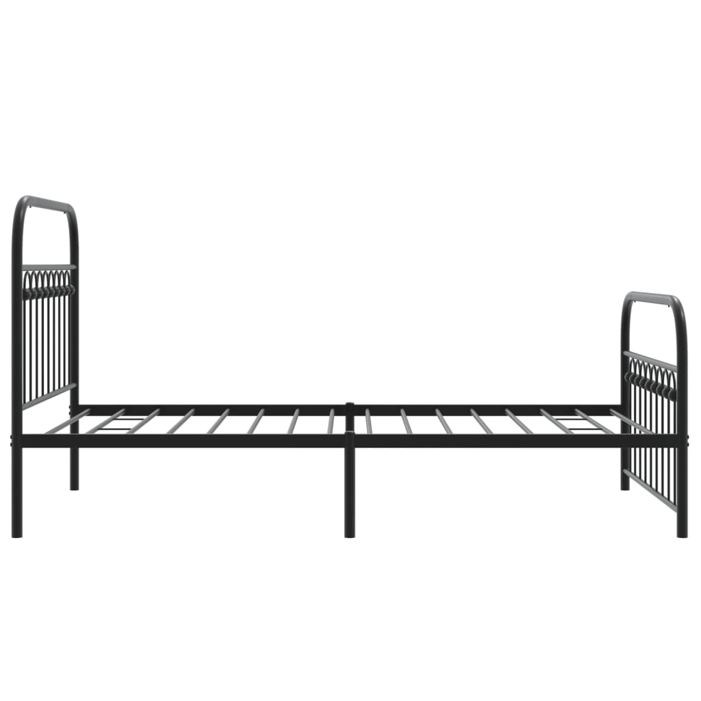 Metal Bed Frame with Headboard and Footboard Black 100x200 cm