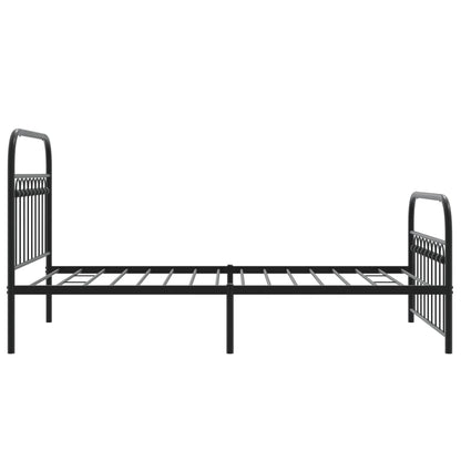 Metal Bed Frame with Headboard and Footboard Black 100x200 cm