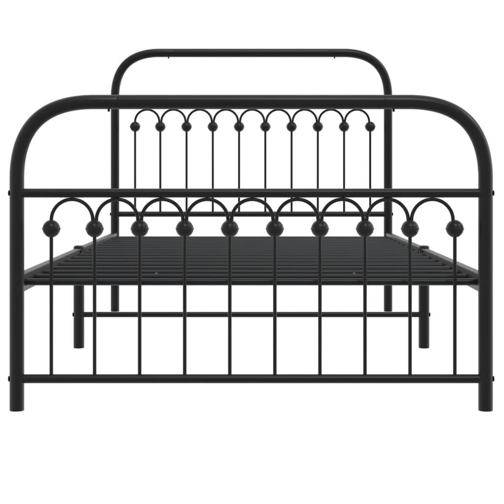 Metal Bed Frame with Headboard and Footboard Black 107x203 cm