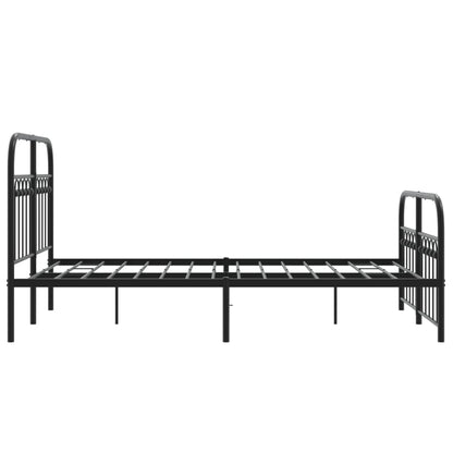 Metal Bed Frame with Headboard and Footboard Black 120x190 cm Small Double