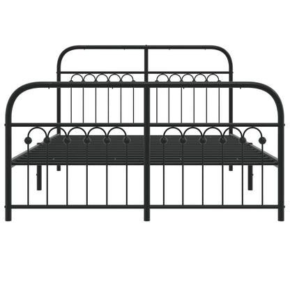 Metal Bed Frame with Headboard and Footboard Black 137x190 cm