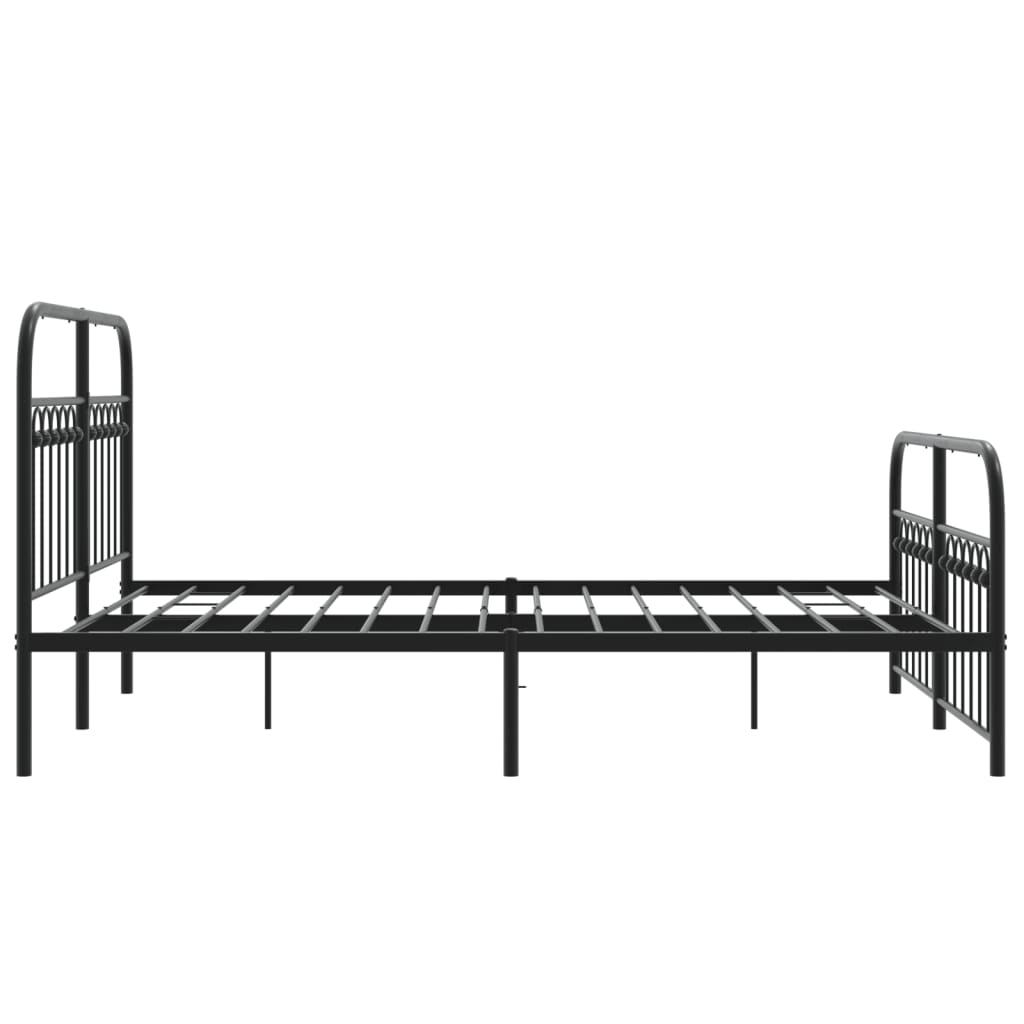 Metal Bed Frame with Headboard and Footboard Black 137x190 cm