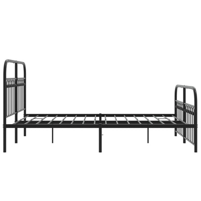 Metal Bed Frame with Headboard and Footboard Black 140x190 cm