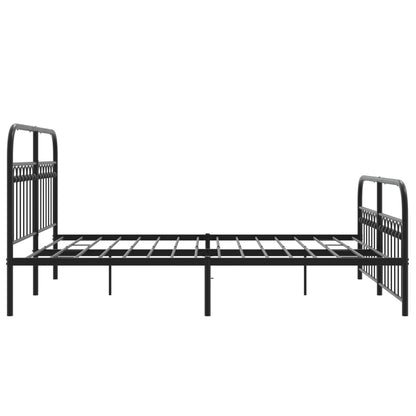 Metal Bed Frame with Headboard and Footboard Black 150x200 cm King Size