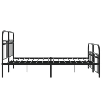 Metal Bed Frame with Headboard and Footboard Black 160x200 cm