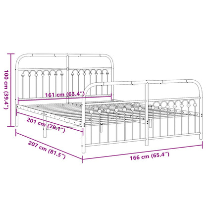 Metal Bed Frame with Headboard and Footboard Black 160x200 cm