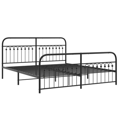 Metal Bed Frame with Headboard and Footboard Black 183x213 cm