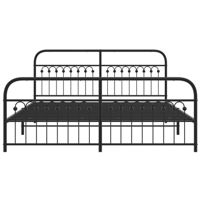 Metal Bed Frame with Headboard and Footboard Black 183x213 cm