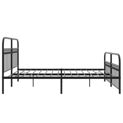 Metal Bed Frame with Headboard and Footboard Black 183x213 cm