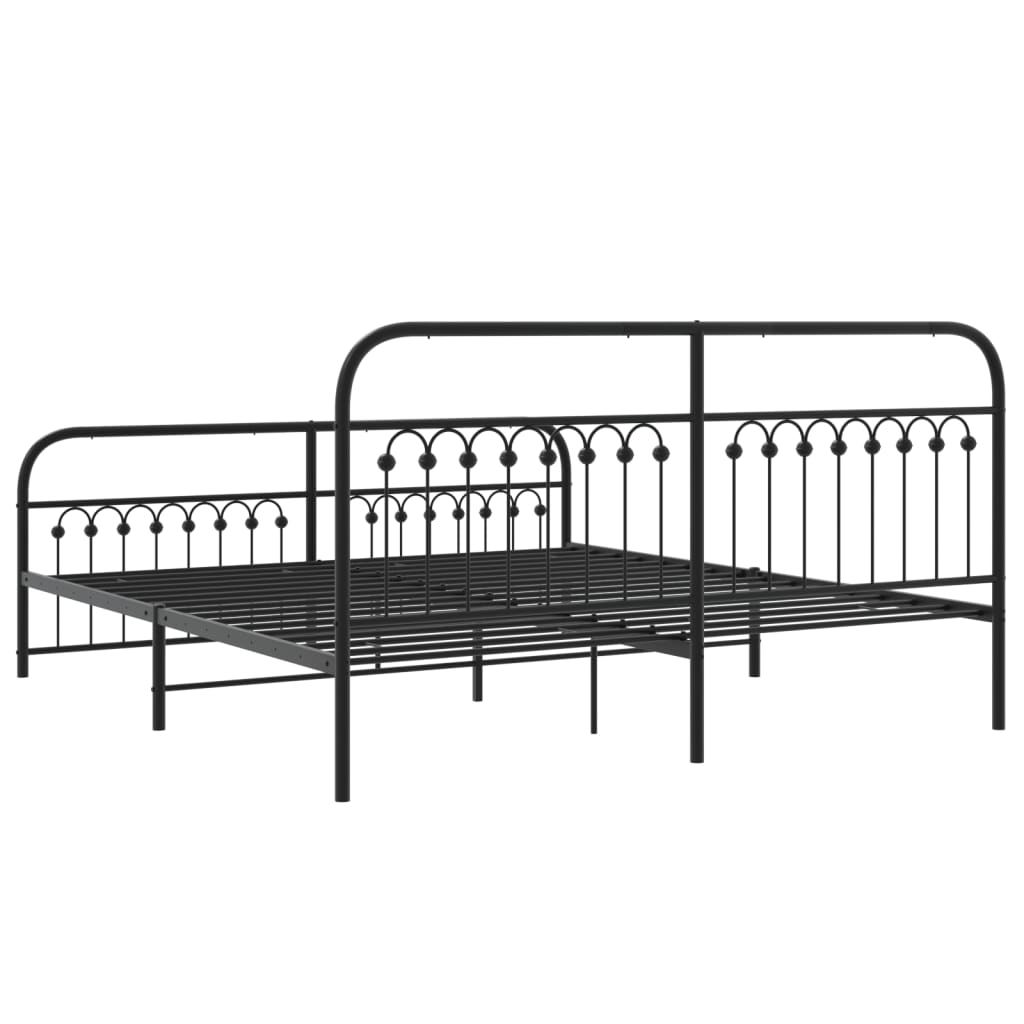 Metal Bed Frame with Headboard and Footboard Black 183x213 cm