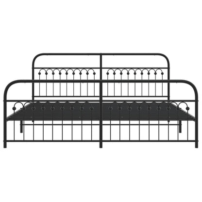 Metal Bed Frame with Headboard and Footboard Black 193x203 cm