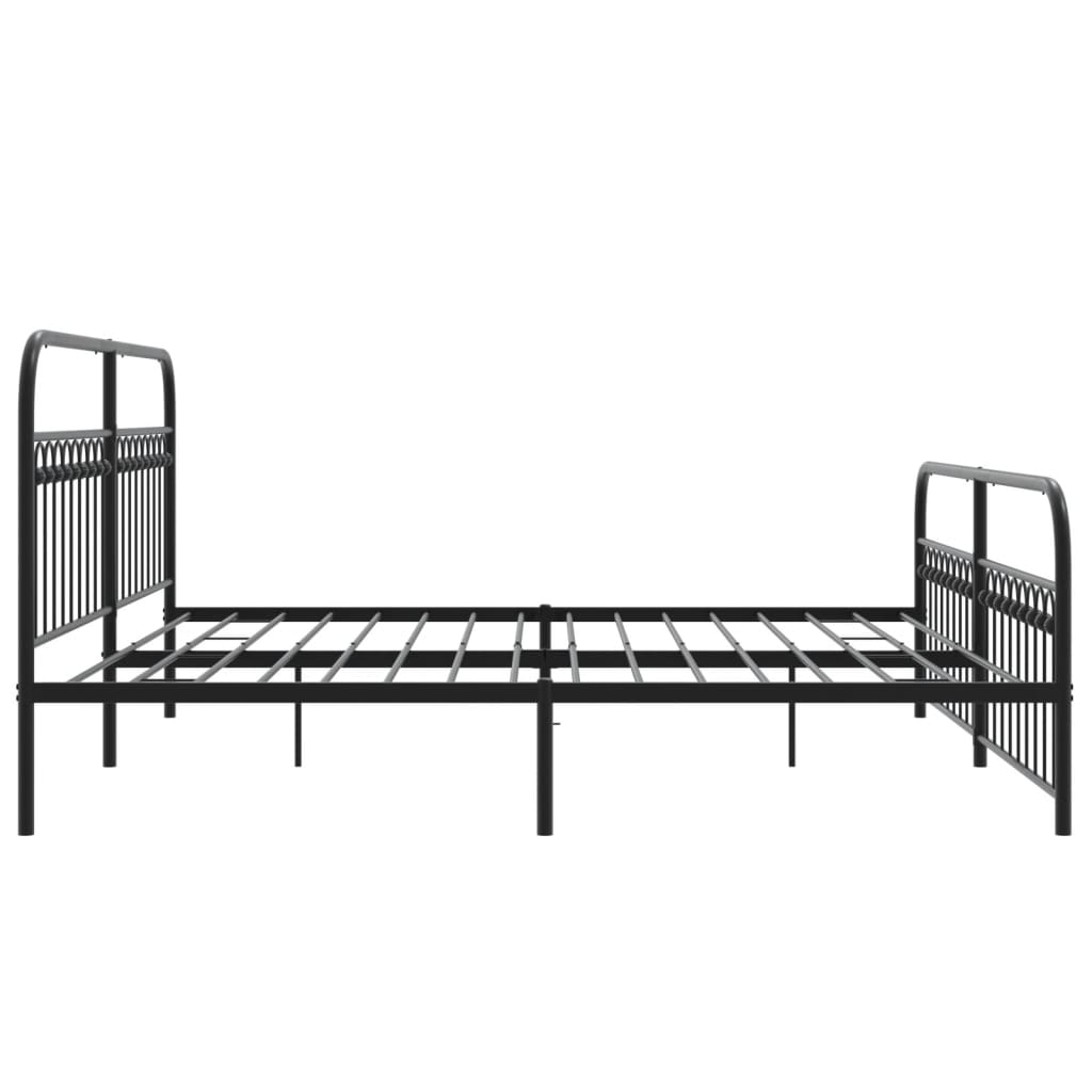 Metal Bed Frame with Headboard and Footboard Black 193x203 cm