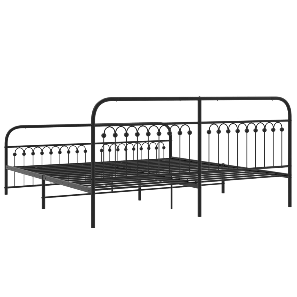 Metal Bed Frame with Headboard and Footboard Black 193x203 cm