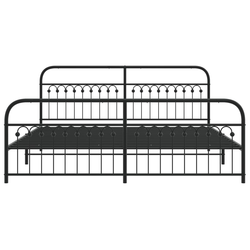 Metal Bed Frame with Headboard and Footboard Black 200x200 cm