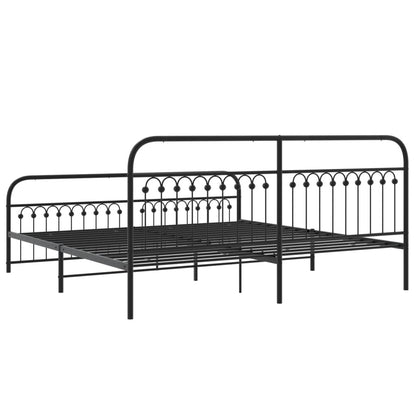 Metal Bed Frame with Headboard and Footboard Black 200x200 cm