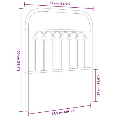 Metal Headboard Black 75 cm