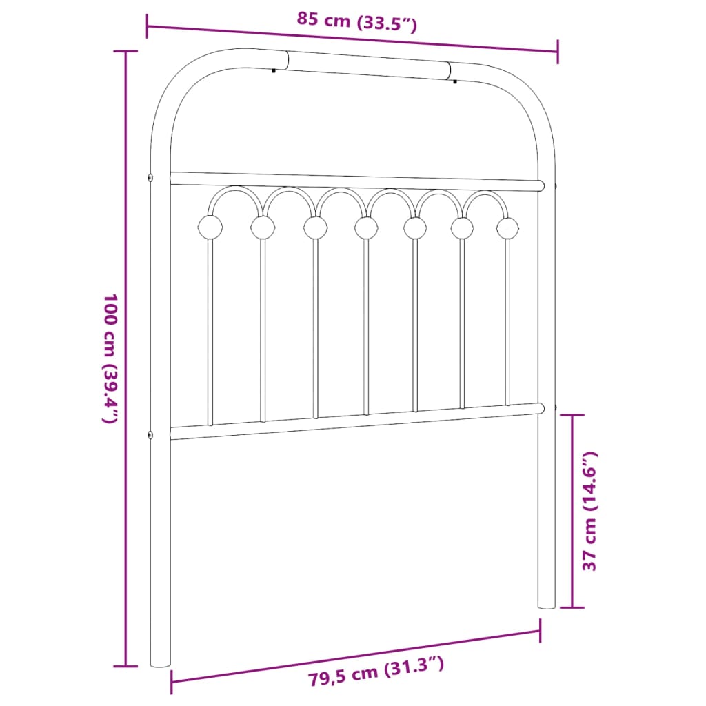 Metal Headboard Black 80 cm