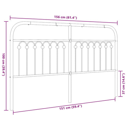 Metal Headboard Black 180 cm