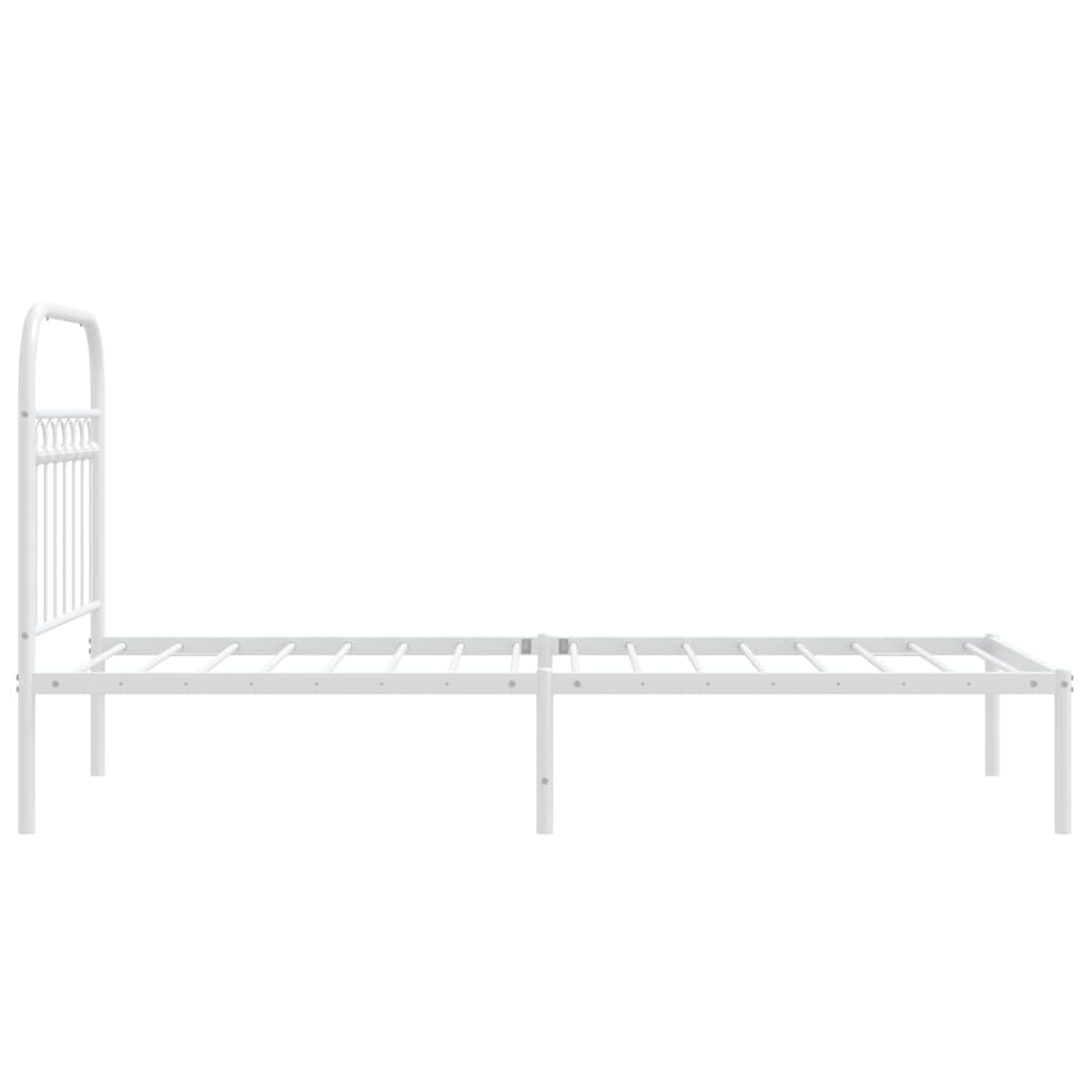 Metal Bed Frame with Headboard White 75x190 cm Small Single