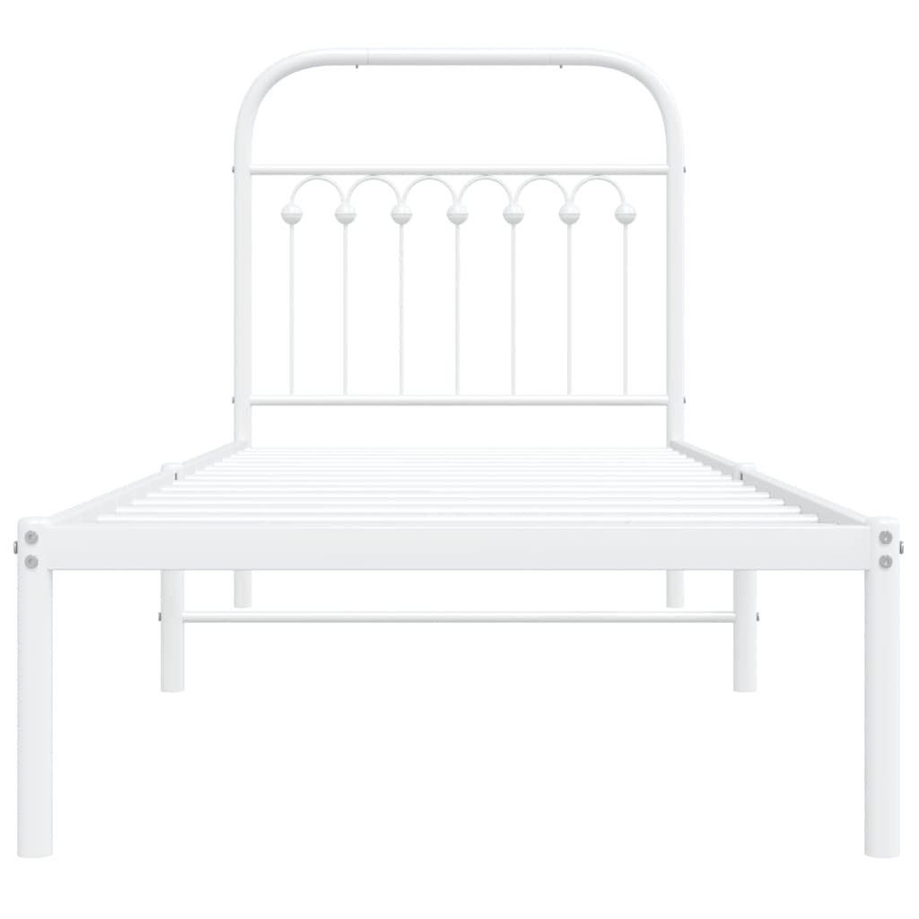 Metal Bed Frame with Headboard White 80x200 cm