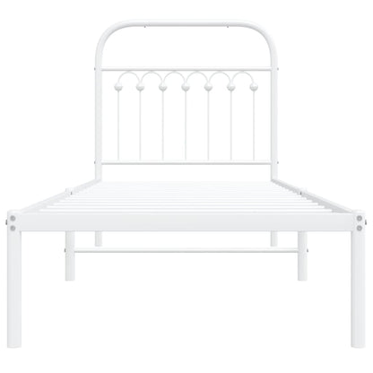 Metal Bed Frame with Headboard White 80x200 cm