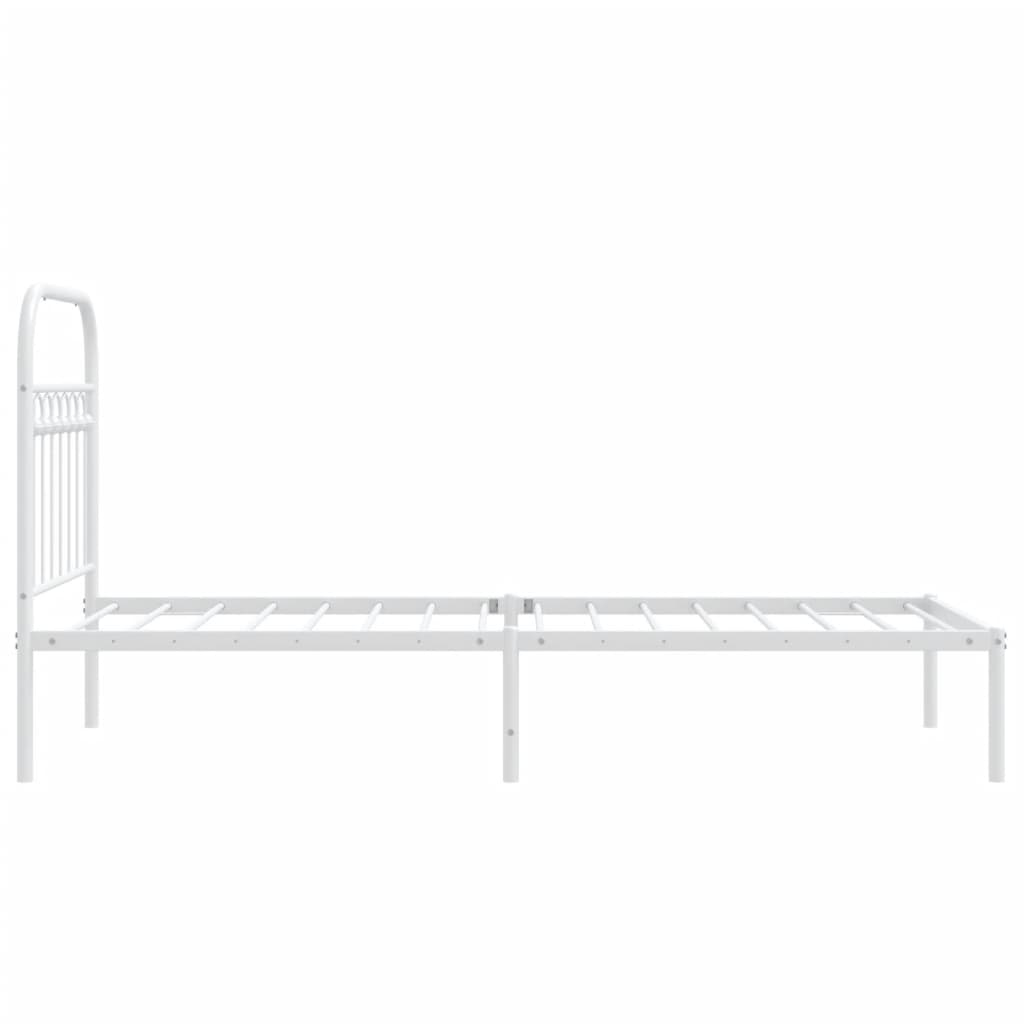 Metal Bed Frame with Headboard White 80x200 cm