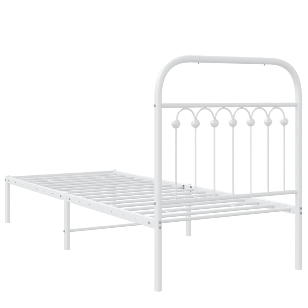 Metal Bed Frame with Headboard White 80x200 cm