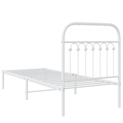 Metal Bed Frame with Headboard White 80x200 cm