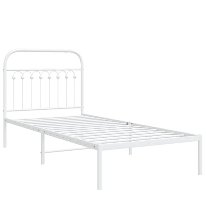 Metal Bed Frame with Headboard White 90x190 cm Single