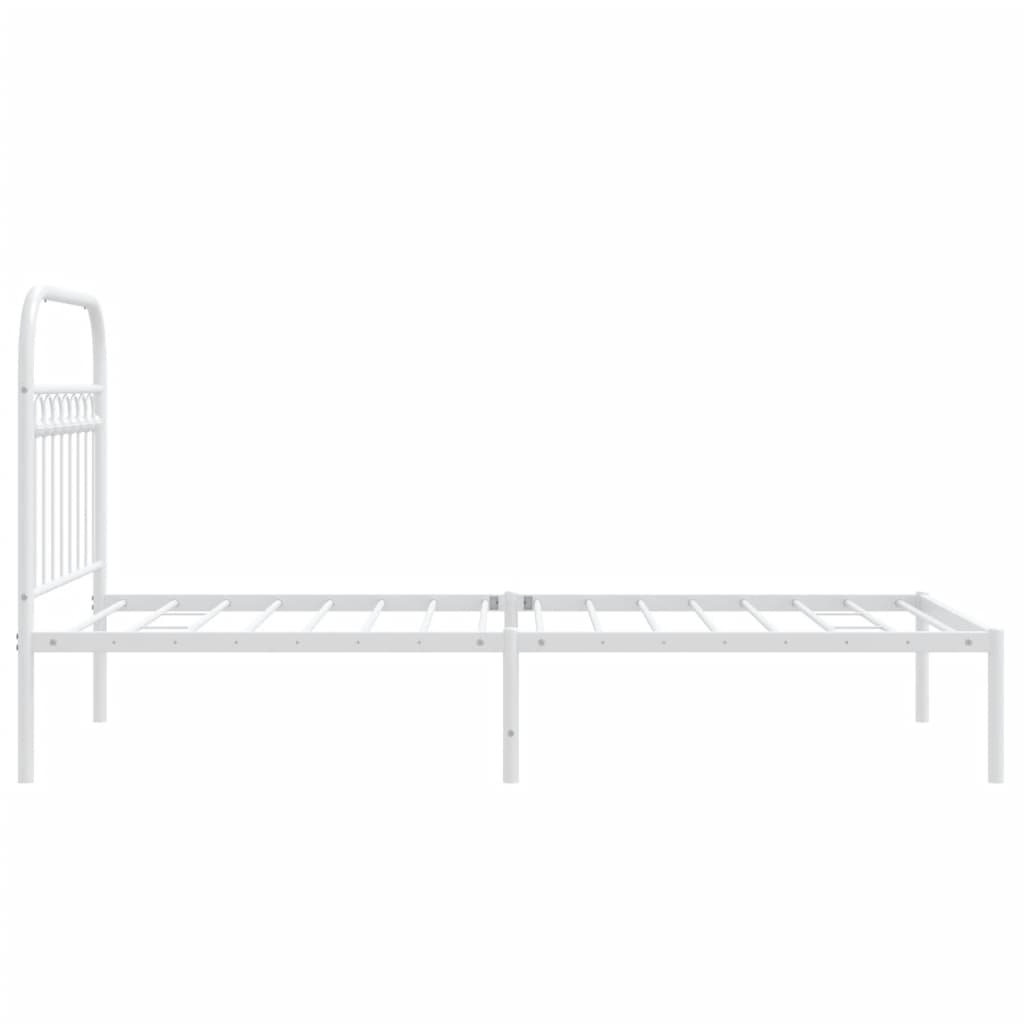 Metal Bed Frame with Headboard White 90x190 cm Single