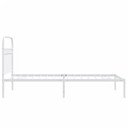 Metal Bed Frame with Headboard White 90x190 cm Single