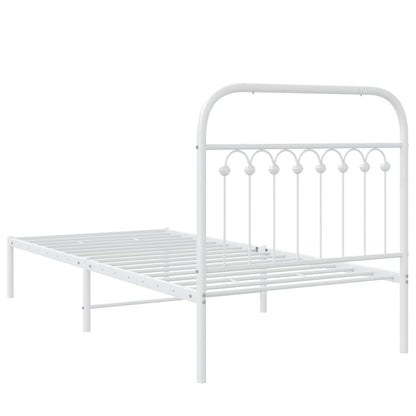 Metal Bed Frame with Headboard White 90x190 cm Single