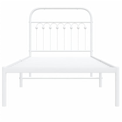 Metal Bed Frame with Headboard White 90x200 cm