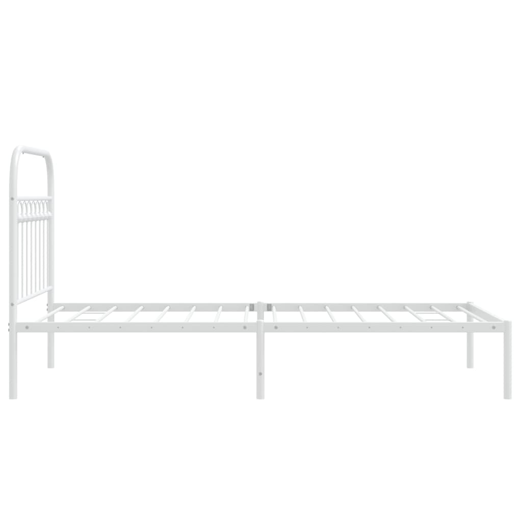 Metal Bed Frame with Headboard White 90x200 cm