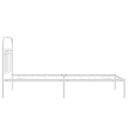 Metal Bed Frame with Headboard White 90x200 cm