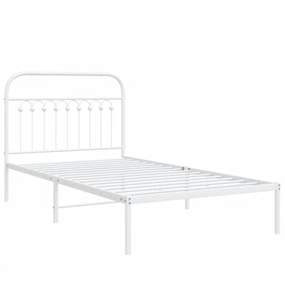 Metal Bed Frame with Headboard White 100x190 cm